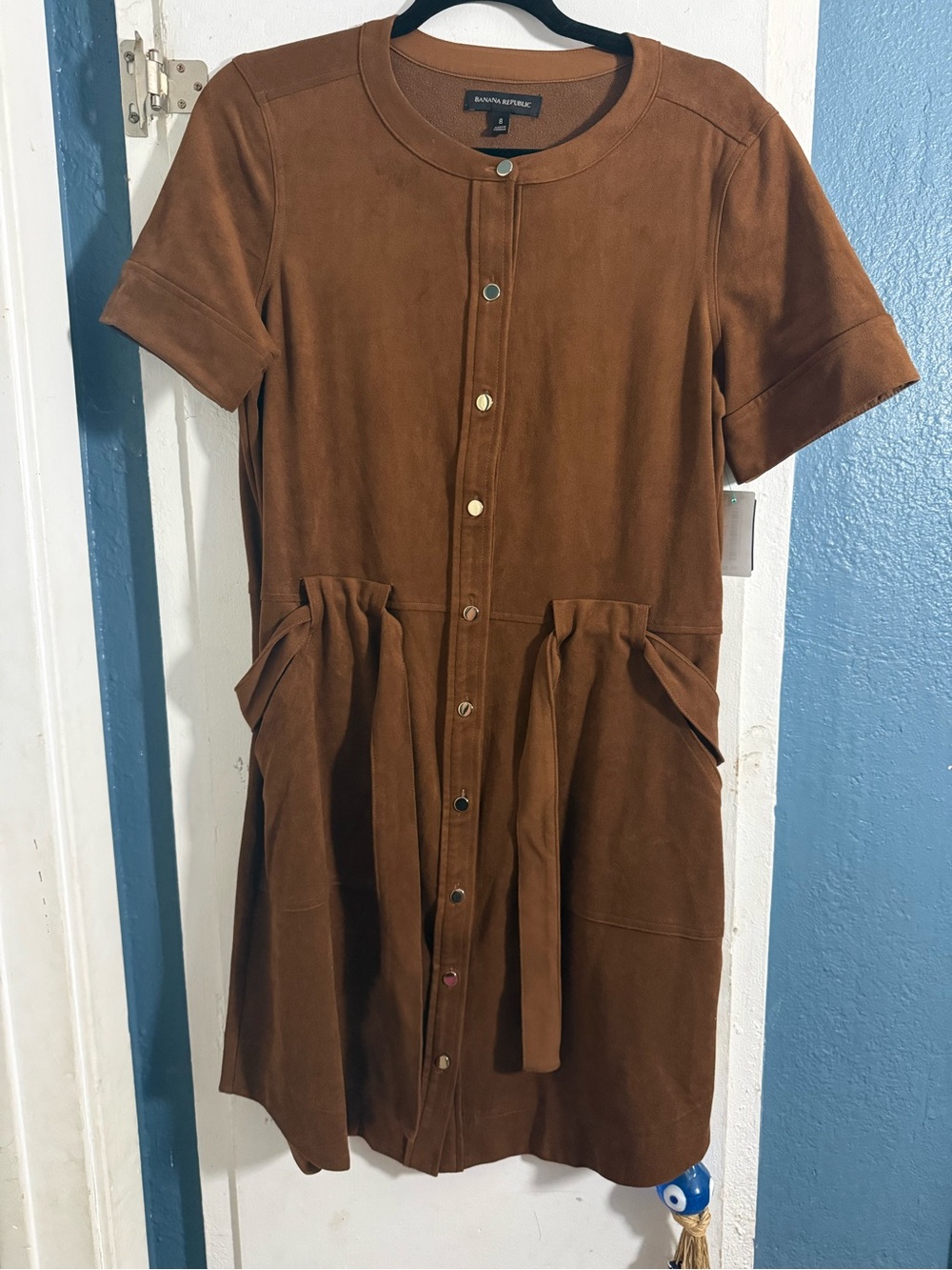 Banana Republic Brown Short-Sleeve Button-Front Dress